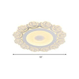 Romantic Led Ceiling Mount Light With Acrylic Rose Edge - Ideal For Girls’ Bedroom
