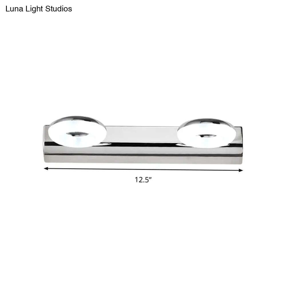 2/3 Head Bathroom Wall Vanity Light With Acrylic Shade - Silver Finish Warm/White Lighting