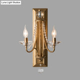 2-Light Crystal Ball Wall Sconce For Bedroom Rural Gold/Silver Metal Candle Style Lighting Fixture