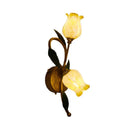 2-Light Dual-Tone Glass Wall Sconce - Traditional Gold/Black Blossom Bedroom Lighting Fixture Gold /