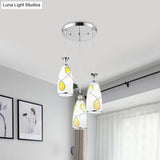 2-Light Modernist Oblog Hanging Pendant Lamp In Black/Chrome With Frosted Glass Drops