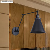 2-Pack Tapered Metal Sconce Light - Industrial Style Swing Arm Wall Black
