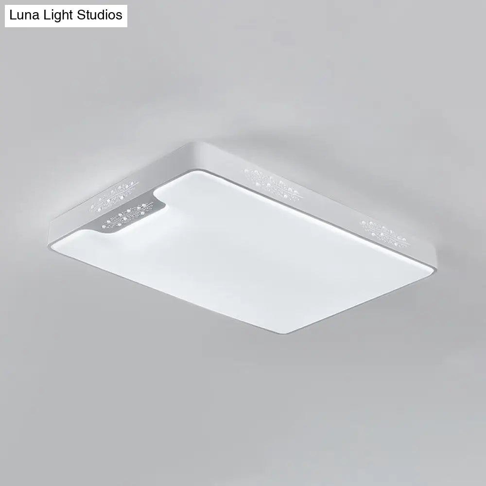 20’/41’ Wide White Square/Rectangle Led Flush Mount Modern Ceiling Lamp Metal