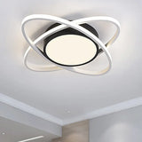 20.5’/28’ Wide Oval Metal Flush Mount Lamp - Modern Black And White Led Ceiling Fixture With