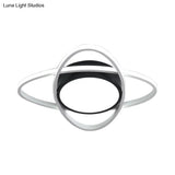 20.5’/28’ Wide Oval Metal Flush Mount Lamp - Modern Black And White Led Ceiling Fixture With