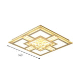 20.5/35.5 Wide Crystal Square/Rectangle Led Flush Ceiling Light Fixture (Warm/White)
