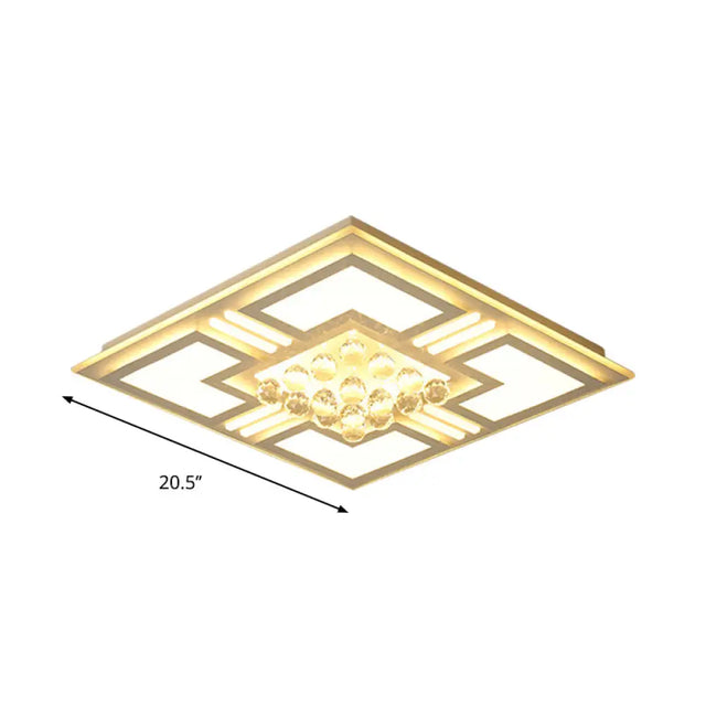 20.5/35.5 Wide Crystal Square/Rectangle Led Flush Ceiling Light Fixture (Warm/White)