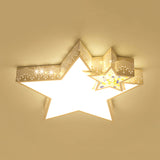 Kids Bedroom Ceiling Light With Etched Metal Acrylic Design And White Led Lamp