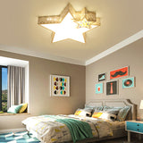 Kids Bedroom Ceiling Light With Etched Metal Acrylic Design And White Led Lamp / B