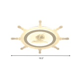 Rudder Kids White Ceiling Mount Light: Nautical Style Led Lamp