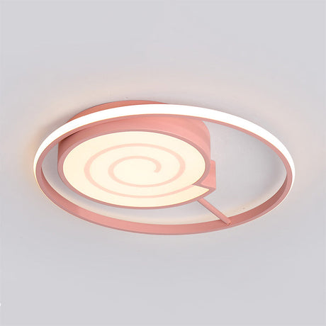 Lovely Lollipop Led Ceiling Lamp For Kids Bedrooms - Acrylic Flush Mount Light With Ring Pink / 21.5