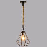 Diamond Cage Pendant Light - Sleek Metal Design Black Finish Perfect For Dining Room / Cord