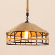 Rustic Rope Barn Hanging Ceiling Light - Metal Drop Lamp In Beige For Restaurant / 12’ B