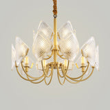 Modern Rhombus Grid Glass Chandelier | Brass Suspension Pendant Light - 12/15/18 Bulbs 15 /