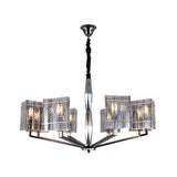 Postmodern Smoke Grey Glass Silver Chandelier With Triangle Prism Design - 3/6/8 Heads Hanging Light