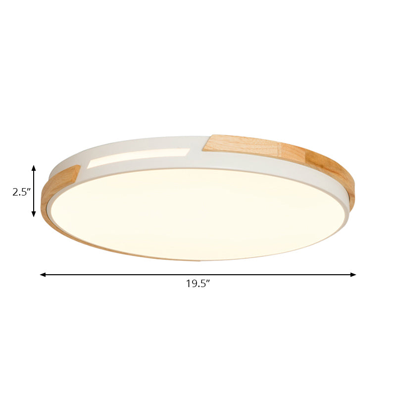 Simple Style Acrylic Flushmount Led Ceiling Light In White 12/16/19.5 Width - Ideal For Bedroom