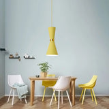 Contemporary Hourglass Ceiling Pendant With Metal Finish - 1-Light Down Lighting Fixture For Dining