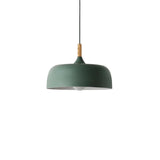 Contemporary Metal Pendant Light With Wood Cork - Geometry Dining Room Ceiling Lamp Kit Green /