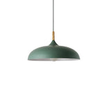 Contemporary Metal Pendant Light With Wood Cork - Geometry Dining Room Ceiling Lamp Kit Green /