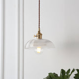 Farmhouse Pendant Light With Clear Glass Shade And Brass Finish / B