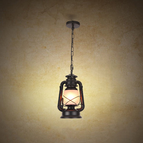Industrial Frosted Glass Pendant Light For Restaurant Ceiling - 1-Light Suspension Lamp Black / A
