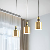 Brass Multi-Pendant Dining Room Hanging Lamp Kit With 3 Punched Bottle Lights