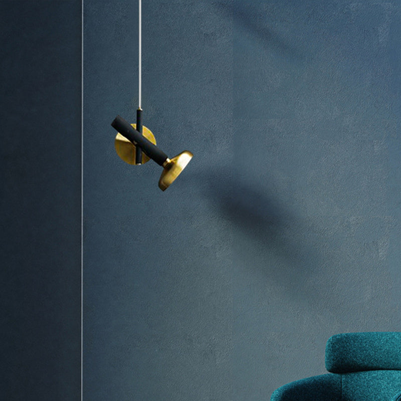 Modern Brass Bedside Pendant With Torch Metal Shade And Down Lighting