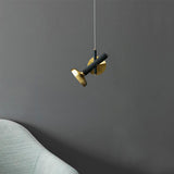 Modern Brass Bedside Pendant With Torch Metal Shade And Down Lighting