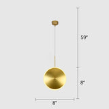Modern Brass Led Bedside Pendulum Light With Aluminum Saucer Shade - Down Lighting