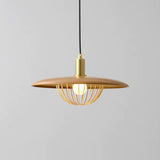 Nordic Saucer Metal Pendant Light With Cage - 1 Head Ceiling Lamp For Dining Room