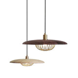 Nordic Saucer Pendant Light With Wire Cage - Metal 1-Head Ceiling Lamp For Dining Room Wood / 14