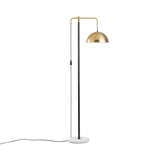 Sleek Brass Marble Floor Lamp With Dome Metal Shade - 1-Light Standing Light For Living Room