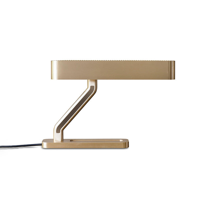 Contemporary Led Night Stand Lamp With Tray Base - Gold Metal Oval Table Lighting