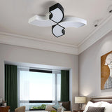 Macaron Half-Ring Flush Mount Led Ceiling Light For Childrens Room - Warm/White Black-White / White