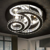 Modern Chrome Semi-Flush Moon And Sun Ceiling Light With Crystal Led Decor
