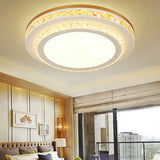 Contemporary Led Ceiling Mount Light In White With Crystal Design - Round/Hexagon/Rhombus Shape