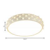 Modern Drum Ceiling Light With Crystal Square - White & Led Flush Lamp For Bedroom