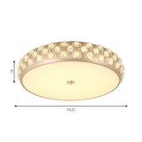 Contemporary Gold Led Drum Ceiling Mount Light With Crystal Beads For Bedroom