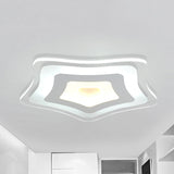 Sleek Acrylic Star Ceiling Lamp: Modern Led Flush Light In White Ideal For Hotels