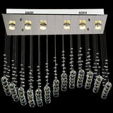 Modern Wave Clear Crystal Stainless Steel Flush Light With 6 Bulbs - Ceiling Mounted Lamp