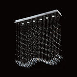 Wave Shaped Ceiling Light - Modern 6-Head Crystal Flush Mount Fixture In Stainless Steel