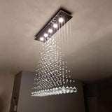 Modern Triangle Crystal Orb Flushmount Ceiling Light Fixture - 5 Lights Stainless Steel