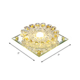 Lotus Crystal Led Flush Mount Lamp - Contemporary Close To Ceiling Light In Chrome