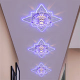 Contemporary Led Flush Light Fixture With Clear Faceted Crystal Shade For Foyer Ceiling