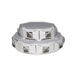 Modern 2-Tier Geometric Led Crystal Flush Light Fixture
