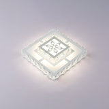 Minimalist Led Crystal Flush Mount Ceiling Lamp With Acrylic Geometry And Floral Pattern White /