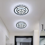 Minimalist Led Crystal Flush Mount Ceiling Lamp With Acrylic Geometry And Floral Pattern Black /