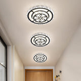 Minimalist Led Crystal Flush Mount Ceiling Lamp With Acrylic Geometry And Floral Pattern