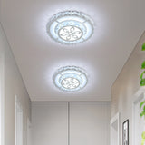 Minimalist Led Crystal Flush Mount Ceiling Lamp With Acrylic Geometry And Floral Pattern White /