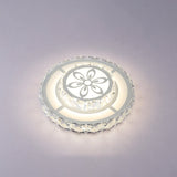 Minimalist Led Crystal Flush Mount Ceiling Lamp With Acrylic Geometry And Floral Pattern White /